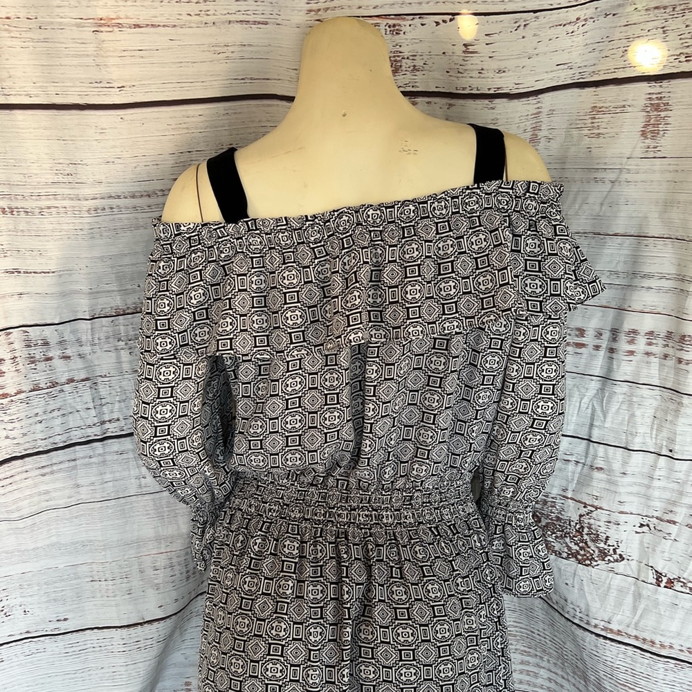 Libby Edelman Black Geometric Print Dress M - Picture 6 of 10